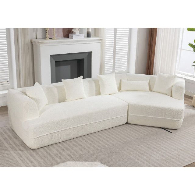 2-Piece Modular Sectional Sofa, Soft Crocheted Yarn Fabric - Transitional - Sleeper Sofas - By ... for 2-Piece Modular Sectional Sofa, Soft Crocheted Yarn Fabric, Green