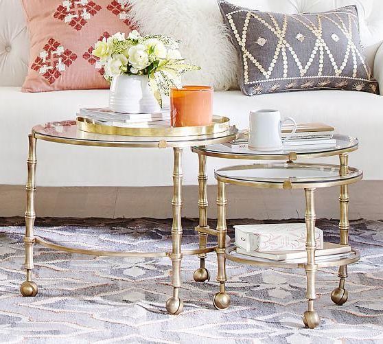 20 Best Ideas Antique Gold Nesting Coffee Tables inside Beverly Nesting Tables, Antique Gold, Gold