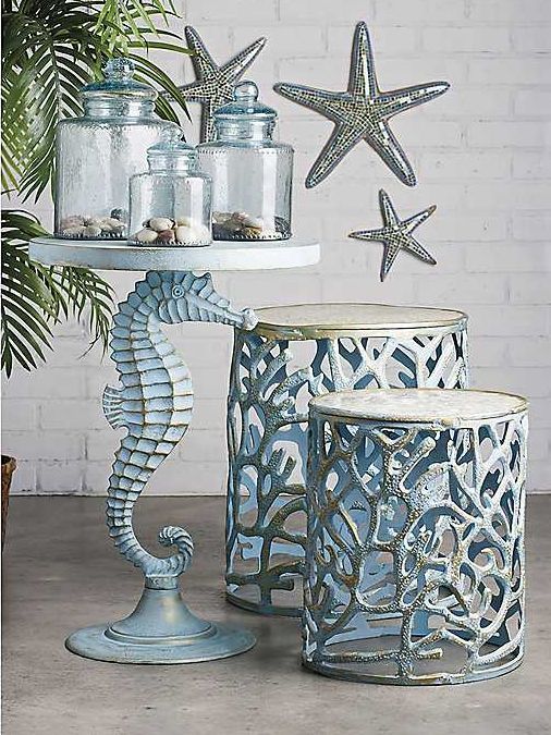 22 Coastal &amp;amp; Nautical Accent, Side &amp;amp; End Table Ideas | Beach House Decor, Beach Cottage Decor ... within 22&amp;quot; Coastal Nesting Tables