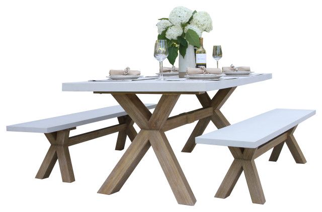 3-Piece Ivory Composite And Eucalyptus Wash Rectangle Outdoor Dining ... for 3-Piece Ivory Composite And Eucalyptus Wash Picnic Dining Set