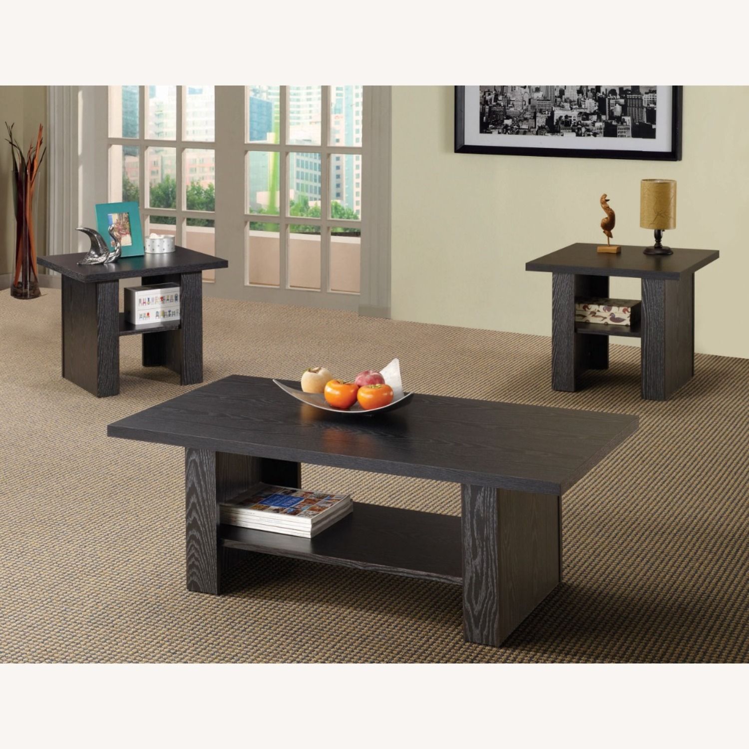 3-Piece Occasional Table Set Black Oak - Aptdeco in 3 Piece Occasional Table Set, Black Oak