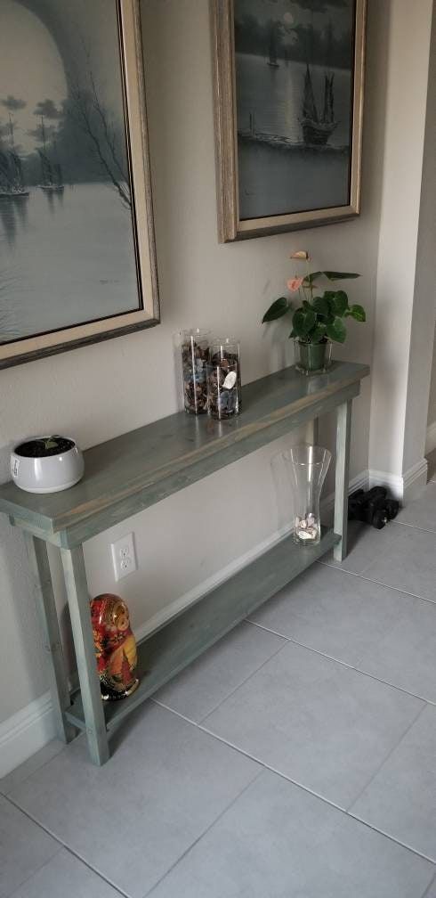 54 Inch Rustic Console Table Extra Narrow Sofa Table Entryway | Etsy intended for 54&amp;quot; Espresso And Black Frame Console Table