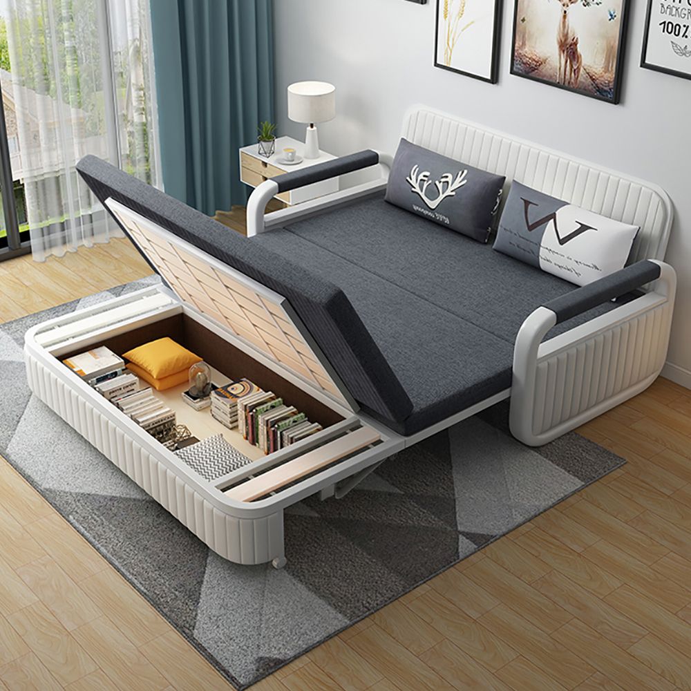 62" Modern Deep Gray Convertible Sleeper Sofa Cotton & Linen Upholstery ... for Modern Convertible Sleeper Sofa Bed Cotton & Linen Upholstery With Storage, Light Gray, 62.2"W X 32.3"D X 35"H