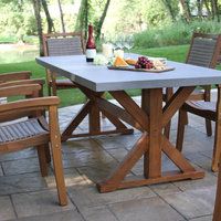 7-Piece Composite Top Dining Set With Stacking Driftwood Grey Chairs - Tropical - Outdoor Dining ... intended for 7-Piece Composite Top Dining Set With Stacking Driftwood Grey Chairs