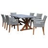 7-Piece Dining Table With Composite Concrete Top And Light Gray Chairs ... pertaining to 7-Piece Dining Table With Composite Concrete Top And Light Gray Chairs