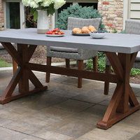 7-Piece Dining Table With Composite Concrete Top And Light Gray Chairs ... with regard to 7-Piece Dining Table With Composite Concrete Top And Light Gray Chairs