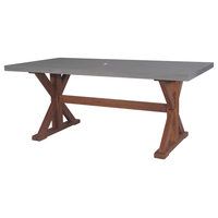 7-Piece Dining Table With Composite Concrete Top And Light Gray Chairs ... within 7-Piece Dining Table With Composite Concrete Top And Light Gray Chairs