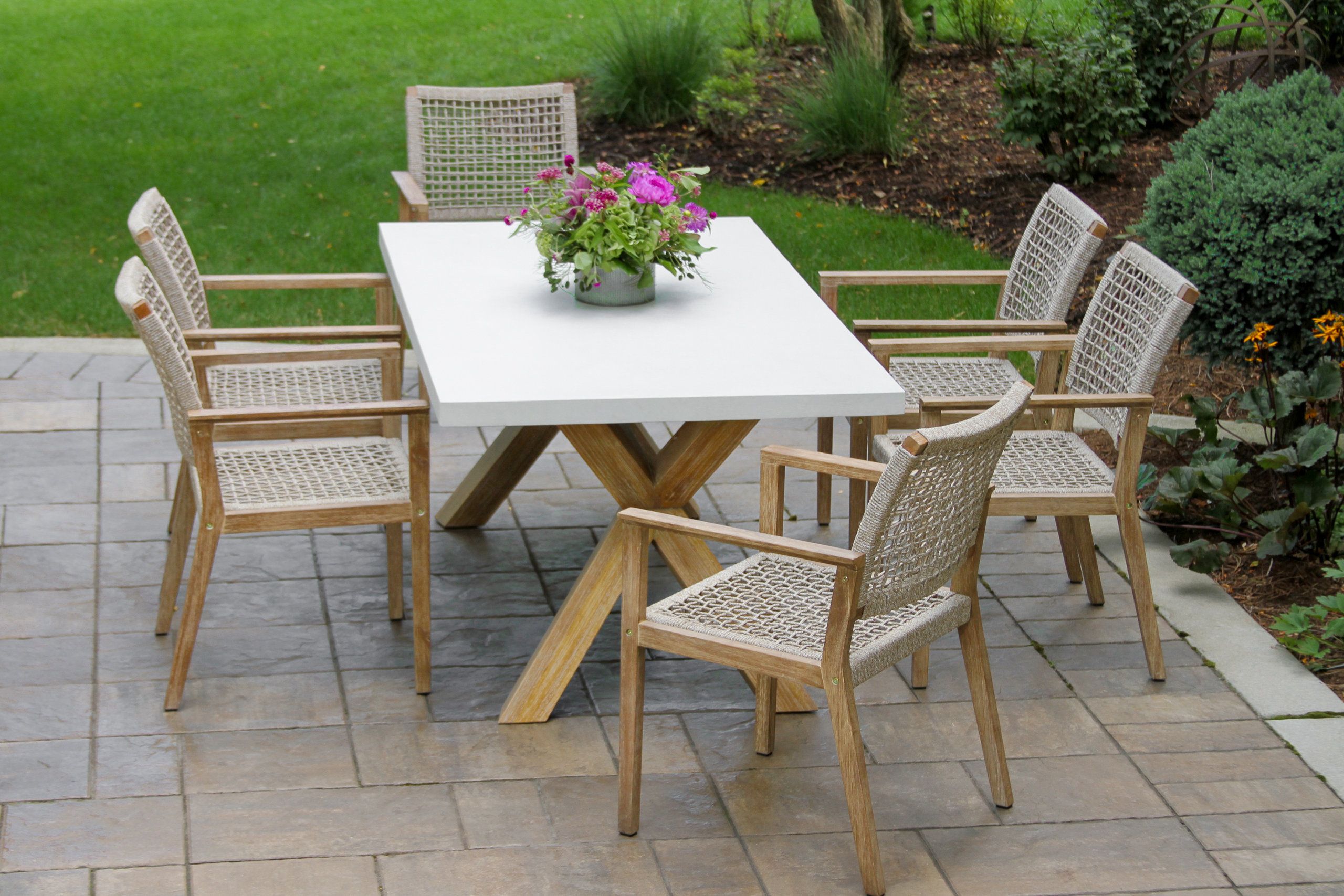 7-Piece Ivory Composite And Eucalyptus Wash Dining Set - Beach Style ... throughout Crafting the Perfect Picnic Experience with Your 3-Piece Ivory and Eucalyptus Set
