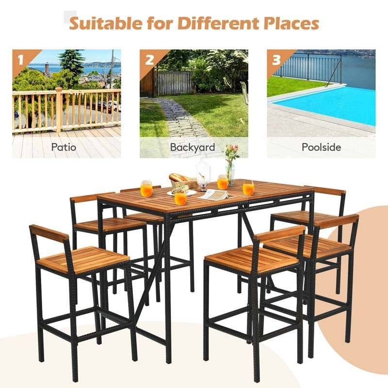 7 Piece Outdoor Acacia Wood Dining Table Set Patio Rattan Wicker ... for Creating Memorable Gatherings Around the Specter Acacia Wood Dining Set