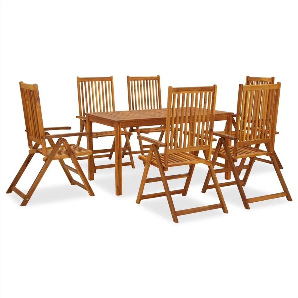 7 Piece Outdoor Dining Set Solid Acacia Wood throughout Specter 7-Piece Outdoor Acacia Wood Dining Set