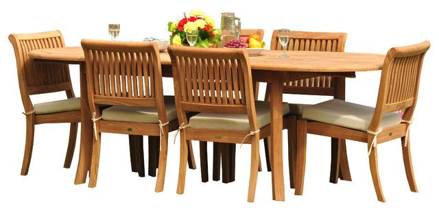 7-Piece Teak Dining Set, 94&amp;quot; Ext Oval Table, 6 Arbor Stacking Armless ... with 7-Piece Teak Dining Set, 94&amp;quot; Ext Oval, 6 Arbor Stacking Arm/Armless Chairs