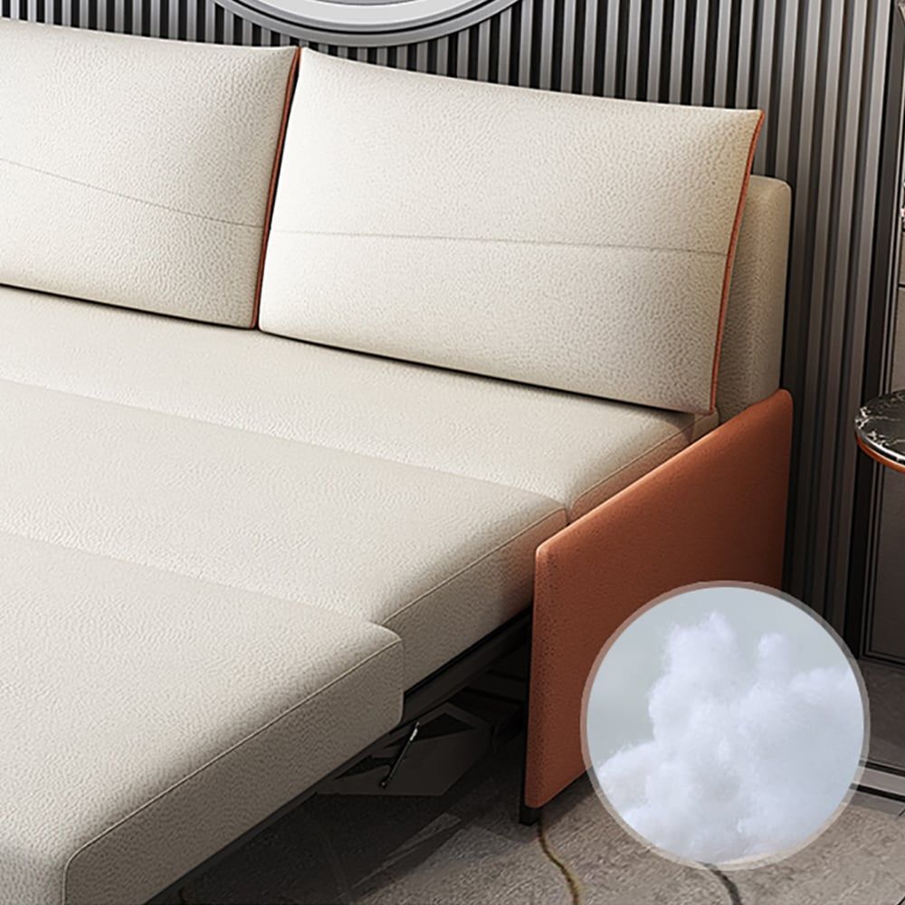 74.8" Beige&Orange Full Sleeper Sofa Leath-Aire Upholstered Convertible ... with 74" Queen 2-Seater Leath-Aire Sleeper Sofa, Beige