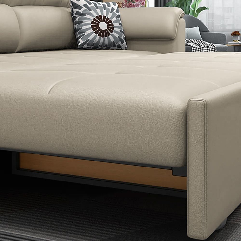 74" Beige Full Sleeper Convertible Sofa With Storage & Pockets Sofa Bed ... within Maximizing Your Space Smart Storage Solutions in a Gray Convertible Sofa