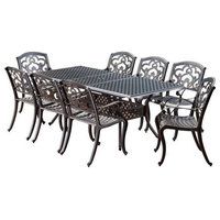 9-Piece Ariel Outdoor Patina Copper Finish Cast Aluminum Dining Set ... throughout A Guide to Hosting with the Elegant Ariel 9-Piece Outdoor Dining Set
