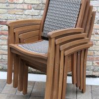 9-Piece Eucalyptus Round Lazy Susan Dining Set With 8 Stacking Wicker ... with regard to Unlock Outdoor Entertaining Bliss With Your Eucalyptus Dining Set