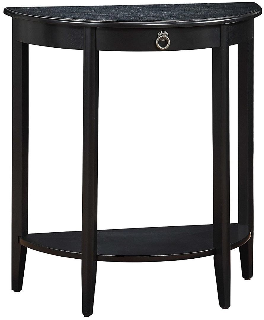 Acme Justino 26" Half-Moon Shape Console Table Black in Justino Ii Console Table - Black
