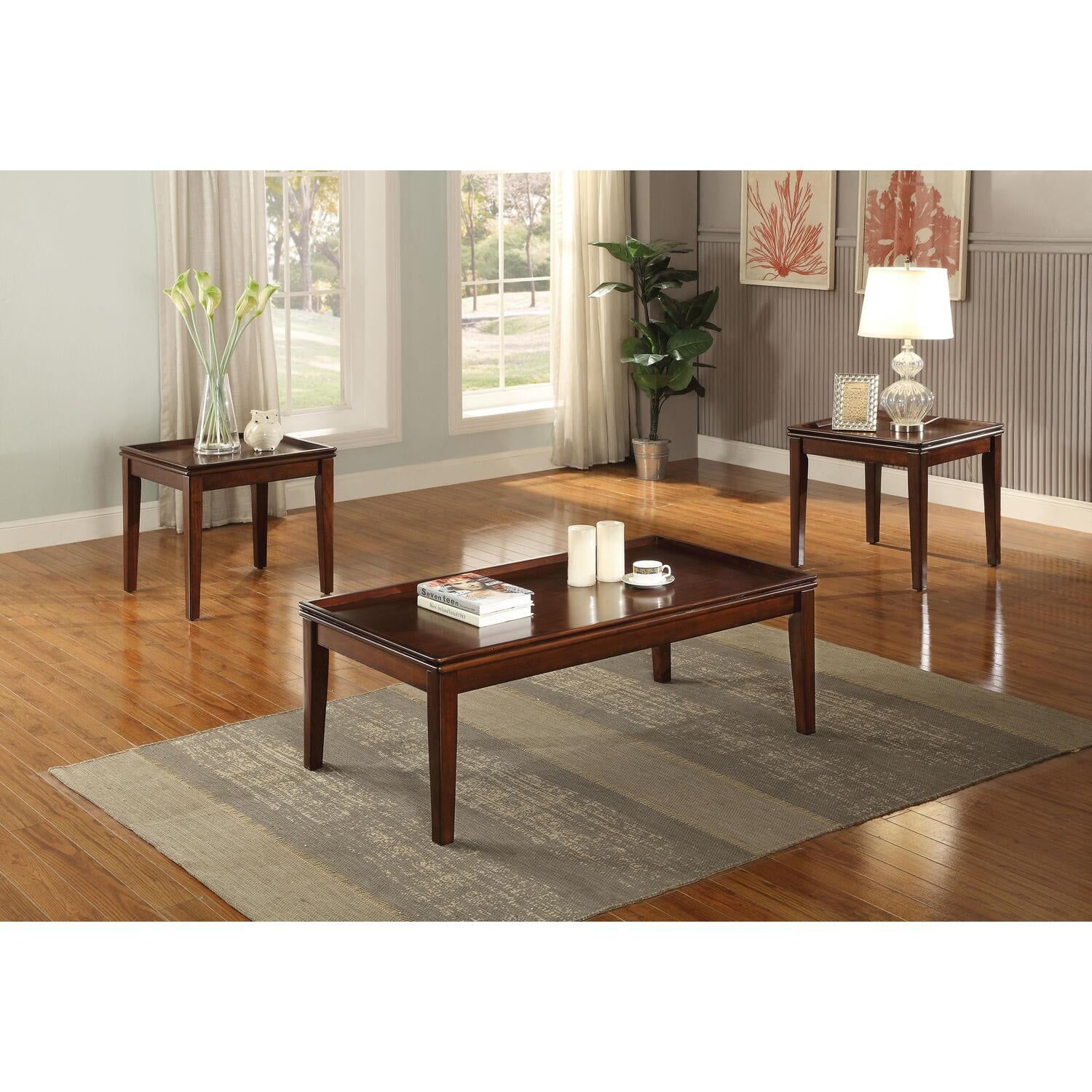 Acme Mariska 3 Piece Pack Coffee End Table Set, Walnut - Walmart.com with regard to Are ACME Docila 3PC Packs Right for Your Living Room A Guide