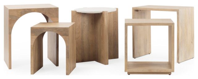 Alanna Light Brown Solid Wood Square Nesting Tables - Transitional ... pertaining to How Alanna Solid Wood Nesting Tables Elevate Your Living Space