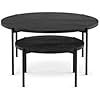 Amazon.com: Amisco Drew 24&amp;quot; And 36&amp;quot; Round Coffee Table Set - Basalt Tfl ... in Amisco Drew 36&amp;quot; Round Nesting Table Set, 2, Basalt Tfl / Black Metal