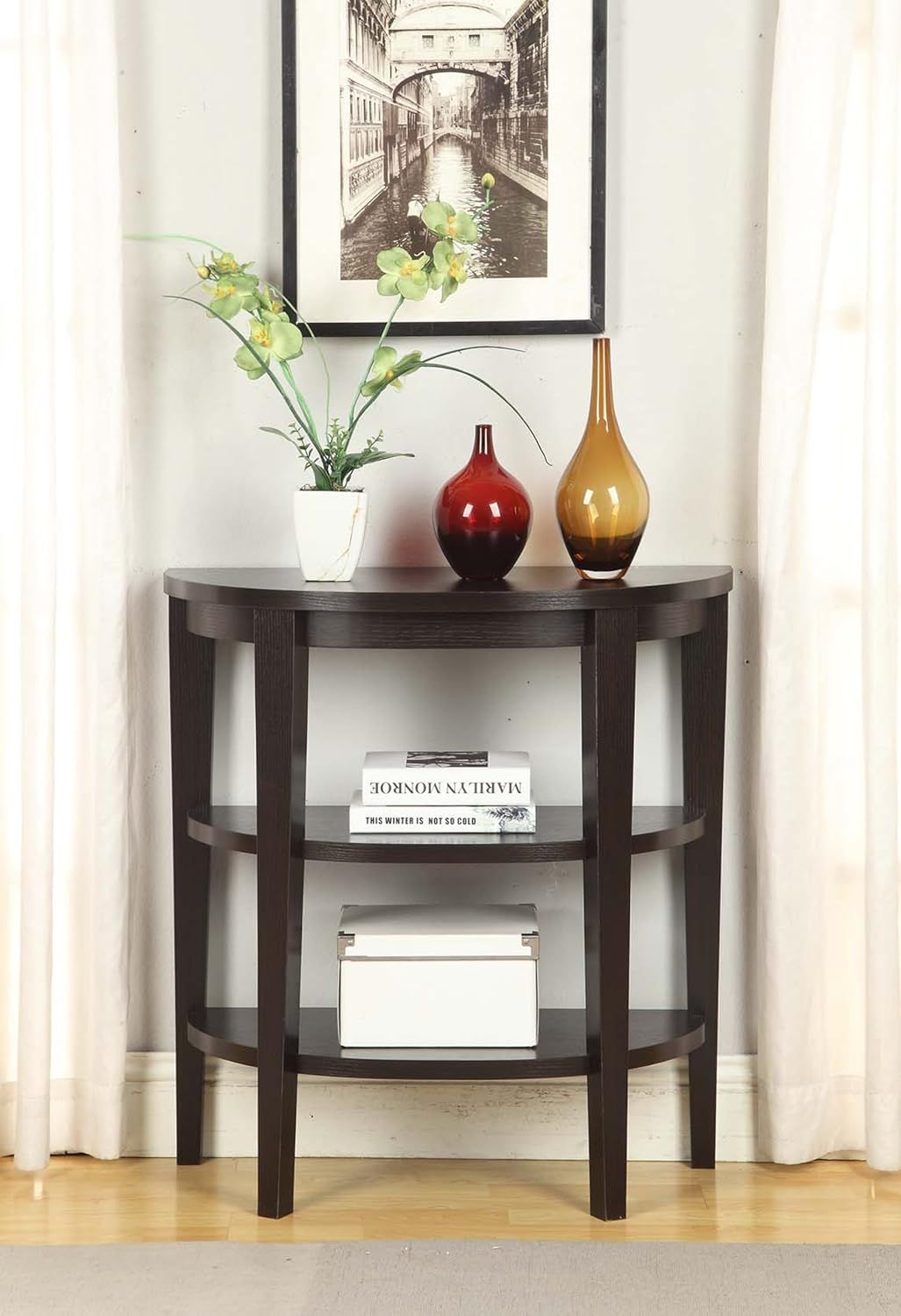Amazon.com: Convenience Concepts Newport 3 Shelf Console, Espresso ... throughout Beyond the Look Understanding the Craftsmanship of the Newport Dorchester Console Table