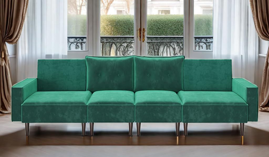Amazon.com: Dwvo Modular Sectional Convertible Sofa For Small Space, Flexible Combination Corner ... intended for Embrace Cozy Comfort The Beauty of Green Crocheted Sectional Sofas