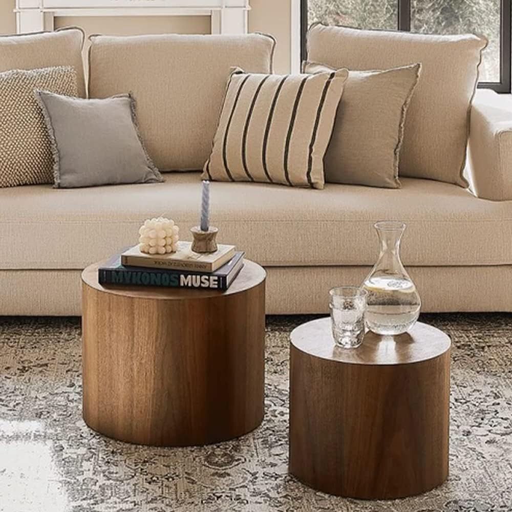 Amazon.com: Iksii 2-Piece Set Modern Round Coffee Tables For Living ... in Kendall 2-Piece Set, Occasional Table Set, Coffee Table & End Tab