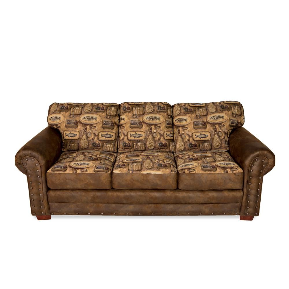 American Furniture Classics Angler&amp;#039;s Cove Rustic Cabin Sofa With Nail Head Accents And Fishing ... for American Furniture Classics Model 8505-70 Insights and Information
