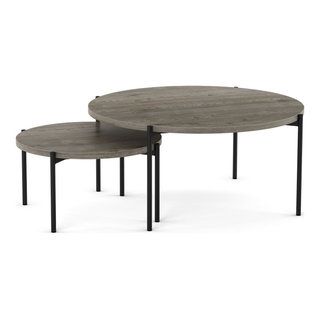 Amisco Drew 36&amp;quot; Round Nesting Table Set, 2 - Midcentury - Coffee Table ... throughout The Amisco Drew Nesting Table Set A Blend of Modern Design and Functionality