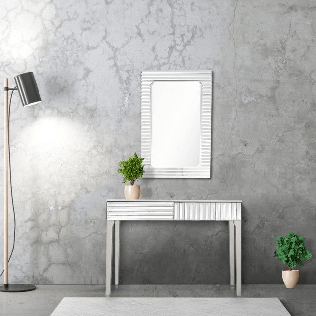 Antiqued Silver Finish Mirror Console Table - Contemporary - Console ... pertaining to Exploring the Craftsmanship Behind Antiqued Silver Finish Console Tables