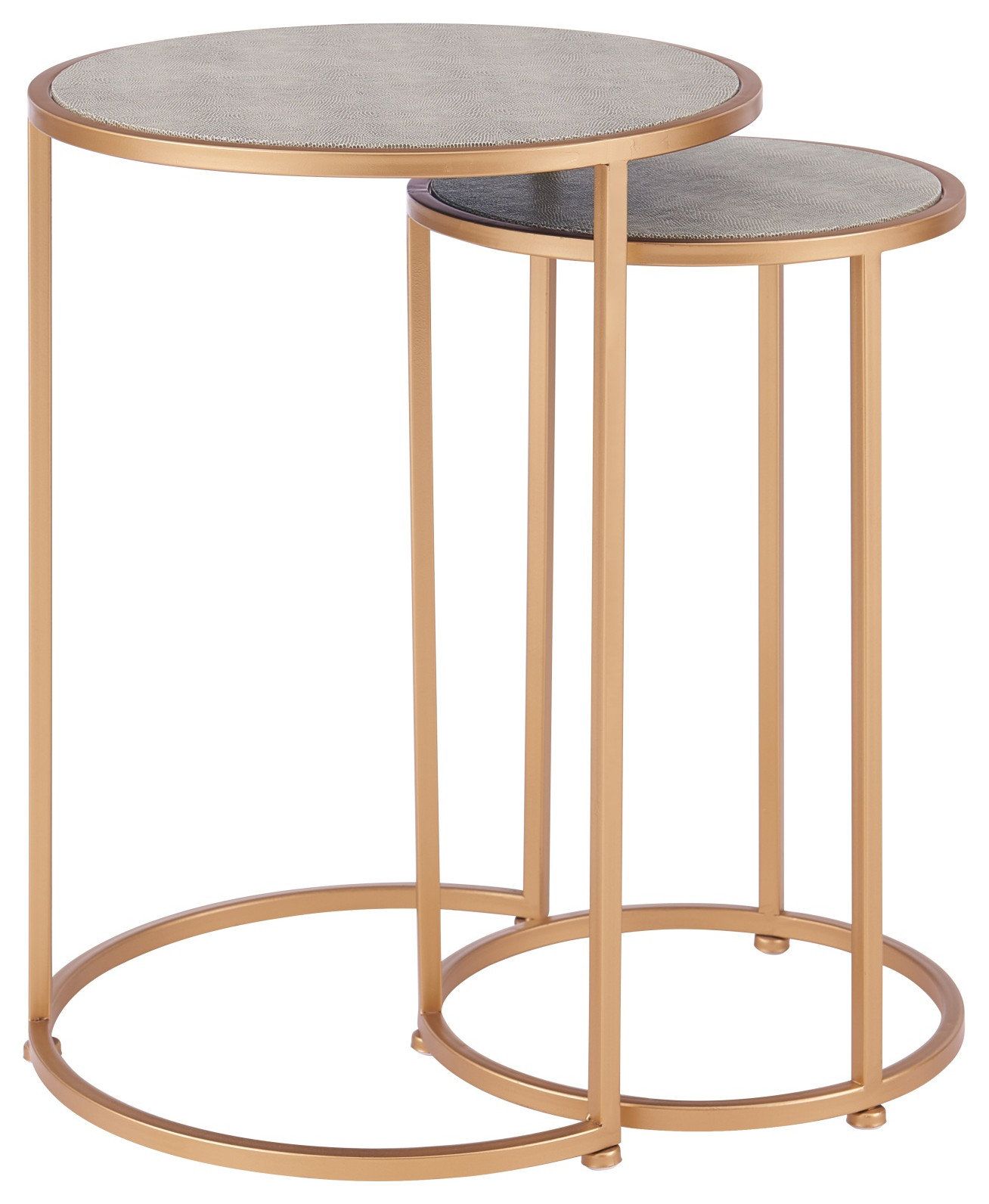 Anza Set Of 2 Round Faux Shagreen Nesting End Table - Chronicle Gray ... regarding Anza Faux Shagreen Nesting Coffee Table Set Of 2 - Chronicle Gray