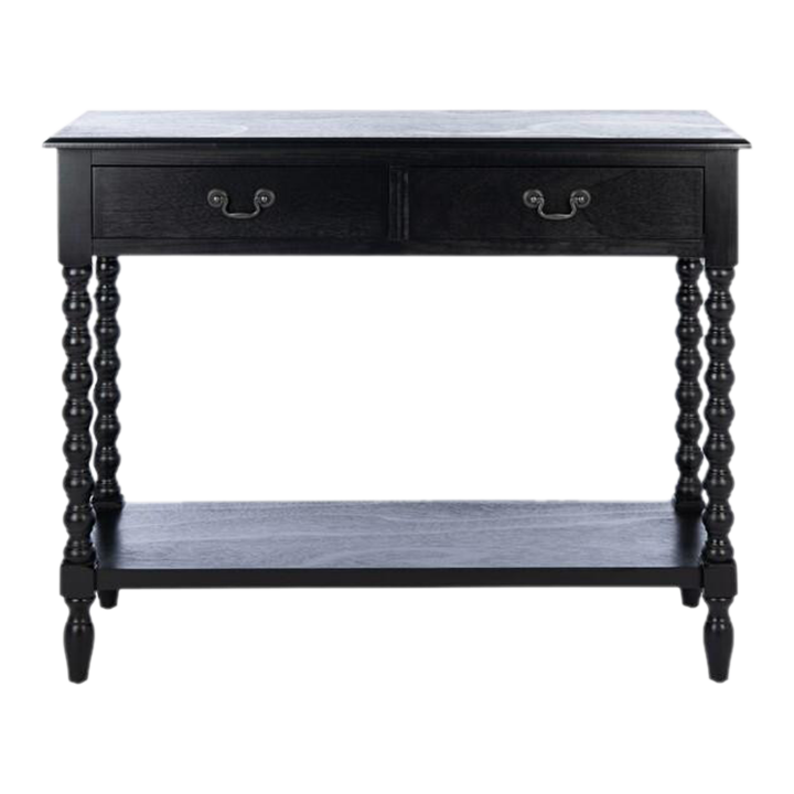 Athena 2 Drawer Console Table - Black | Chairish pertaining to Behind the Scenes of the Larra 2 Drawer Console Table's Popularity