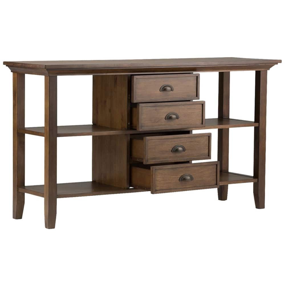 Best Buy: Simpli Home Redmond Solid Wood 54 Inch Wide Transitional Console Sofa Table In Rustic ... regarding 54&amp;quot; Espresso And Black Frame Console Table