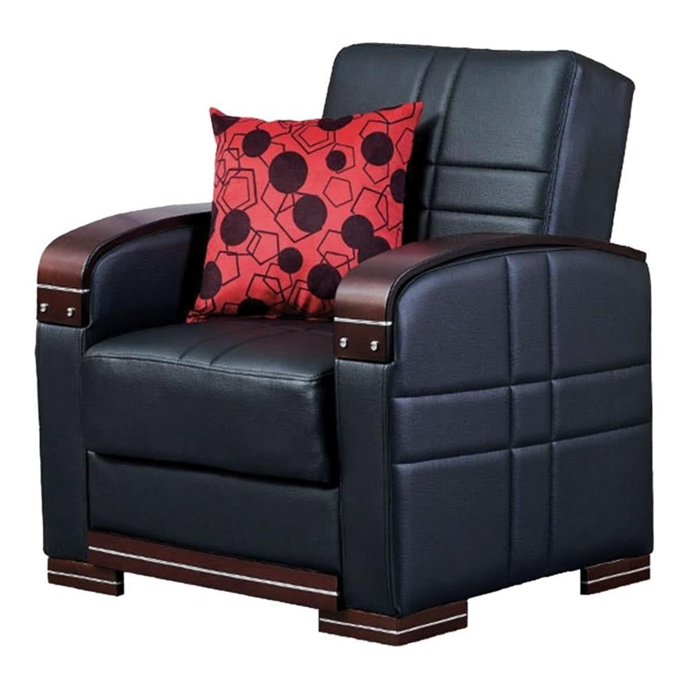 Beyan Signature Bronx 35" Faux Leather Convertible Sleeper Chair In ... throughout Beyan Signature Bronx 89" Faux Leather Convertible Sleeper Sofa In Black/Brown