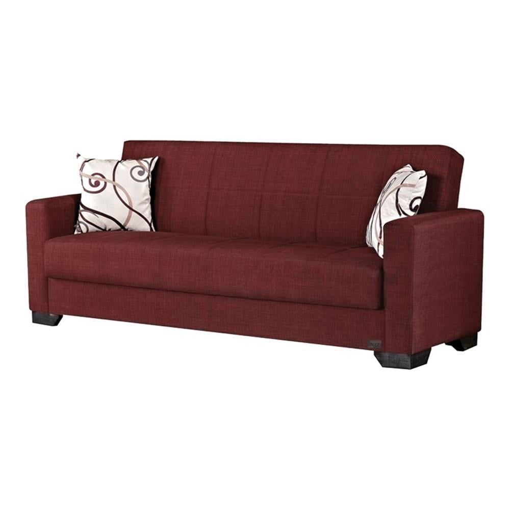 Beyan Signature Vermont 84" Fabric Convertible Sleeper Sofa In Burgundy ... inside Beyan Signature Vermont 84" Faux Leather Convertible Sleeper Sofa In Black