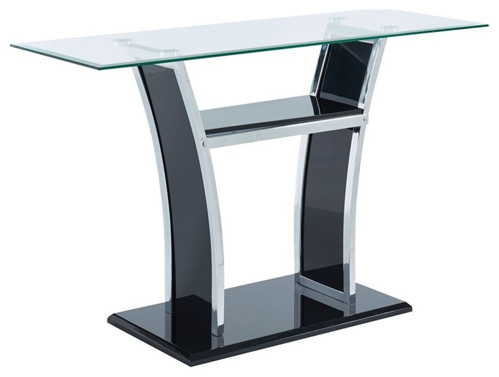 Bowery Hill Contemporary Glass Top Sofa Table In Glossy Black ... regarding Designing with the Bowery Hill Glam Glass Top Sofa Table A Style Guide