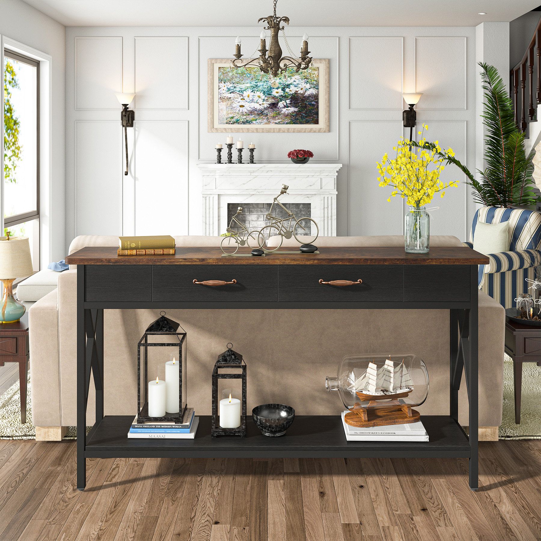 Breakwater Bay Grimball 71&amp;quot; Console Table With 2 Drawers, Long Sofa ... pertaining to Console Table