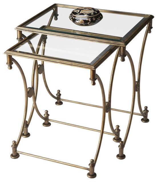 Butler Beverly Antique Gold Nesting Tables - Traditional - Side Tables ... with Beverly Nesting Tables, Antique Gold, Gold
