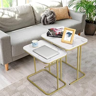 Buy Marble Nesting End Tables, Set Of 2, Modern Glam Sofa Side Table ... pertaining to Larkin II Nesting Tables Exploring Their Unique Design and Functionality