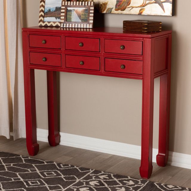 Classic Console Table, Bayur Wood Frame & Drawers With Unique Pulls ... intended for Antique Red Console Table With Bayur Wood Frame And Bronze Drawer Pulls