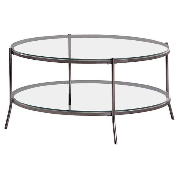 Coaster 38 .75In Black Nickel And Clear Round Glass Coffee Table With ... with regard to Designing with Isiah Coffee Table Black Nickel Clear Glass A Practical Guide