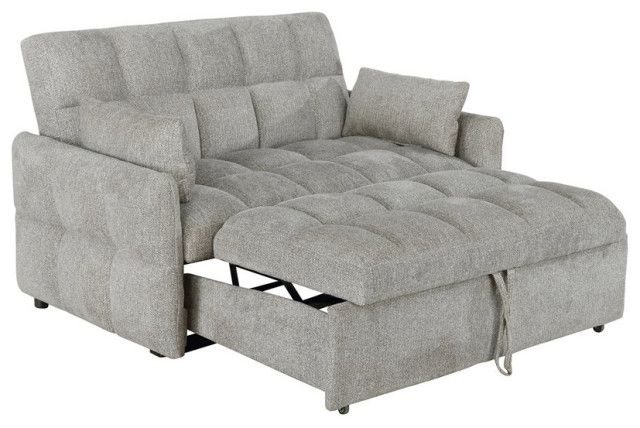 Coaster Transitional Chenille Tufted Sleeper Sofa Bed In Beige ... with Coaster Transitional Chenille Tufted Sleeper Sofa Bed In Brown