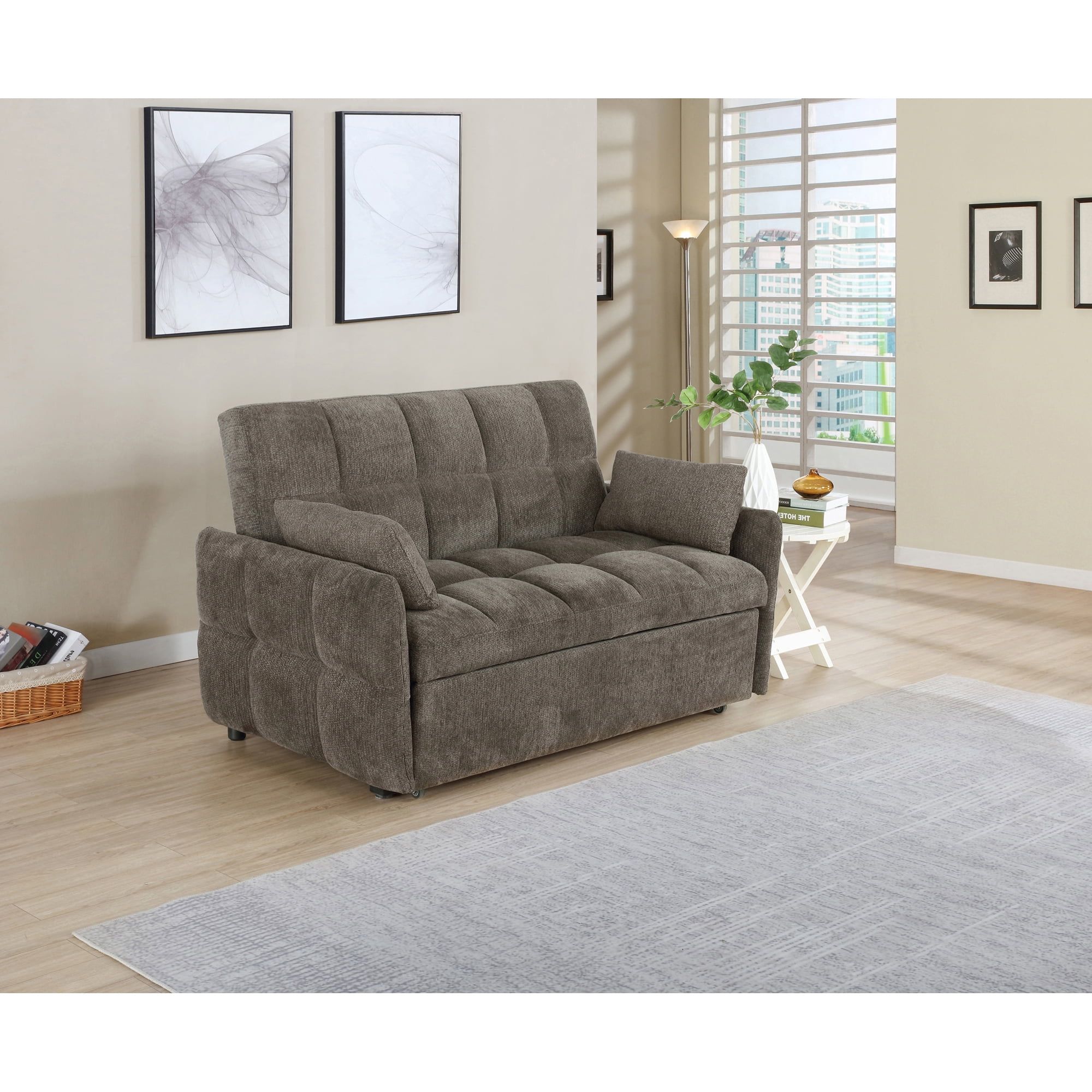 Coaster Transitional Chenille Tufted Sleeper Sofa Bed In Brown ... with regard to Coaster Transitional Chenille Tufted Sleeper Sofa Bed In Brown