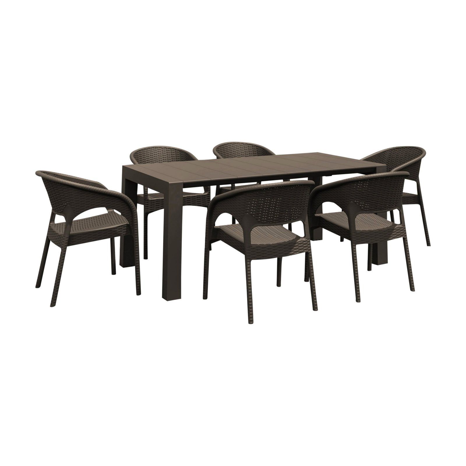 Compamia Panama 7 Piece Extendable Patio Dining Set In Brown - Walmart.com in Compamia California Extendable 9-Piece Dining Set, Dark Gray