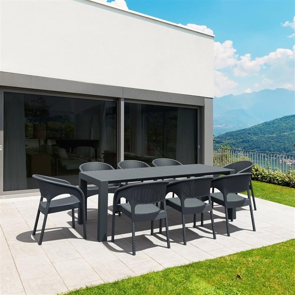 Compamia Panama 9 Piece Extendable Patio Dining Set In Dark Gray ... inside Compamia California Extendable 9-Piece Dining Set, Dark Gray
