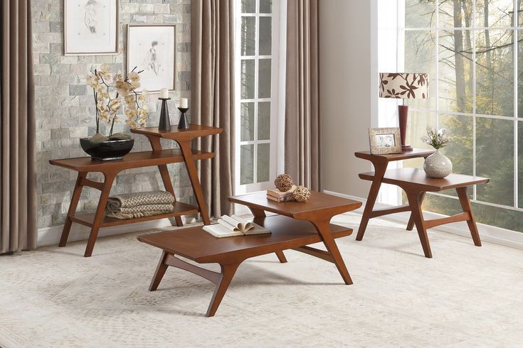 Convenience Concepts Oslo Java Nesting End Tables In Cherry Wood Finish ... pertaining to Achieving a Cohesive Look with Oslo Java Finishing Touches