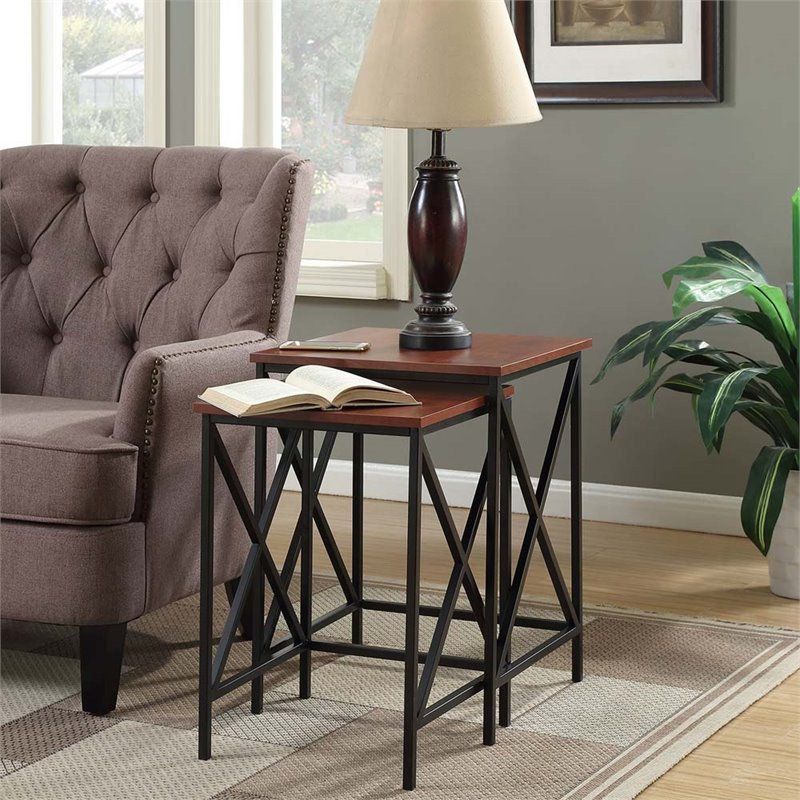 Convenience Concepts Tucson 2-Piece Nesting End Table Set In Cherry ... intended for Convenience Concepts Oslo Java Nesting End Tables In Cherry Wood Finish