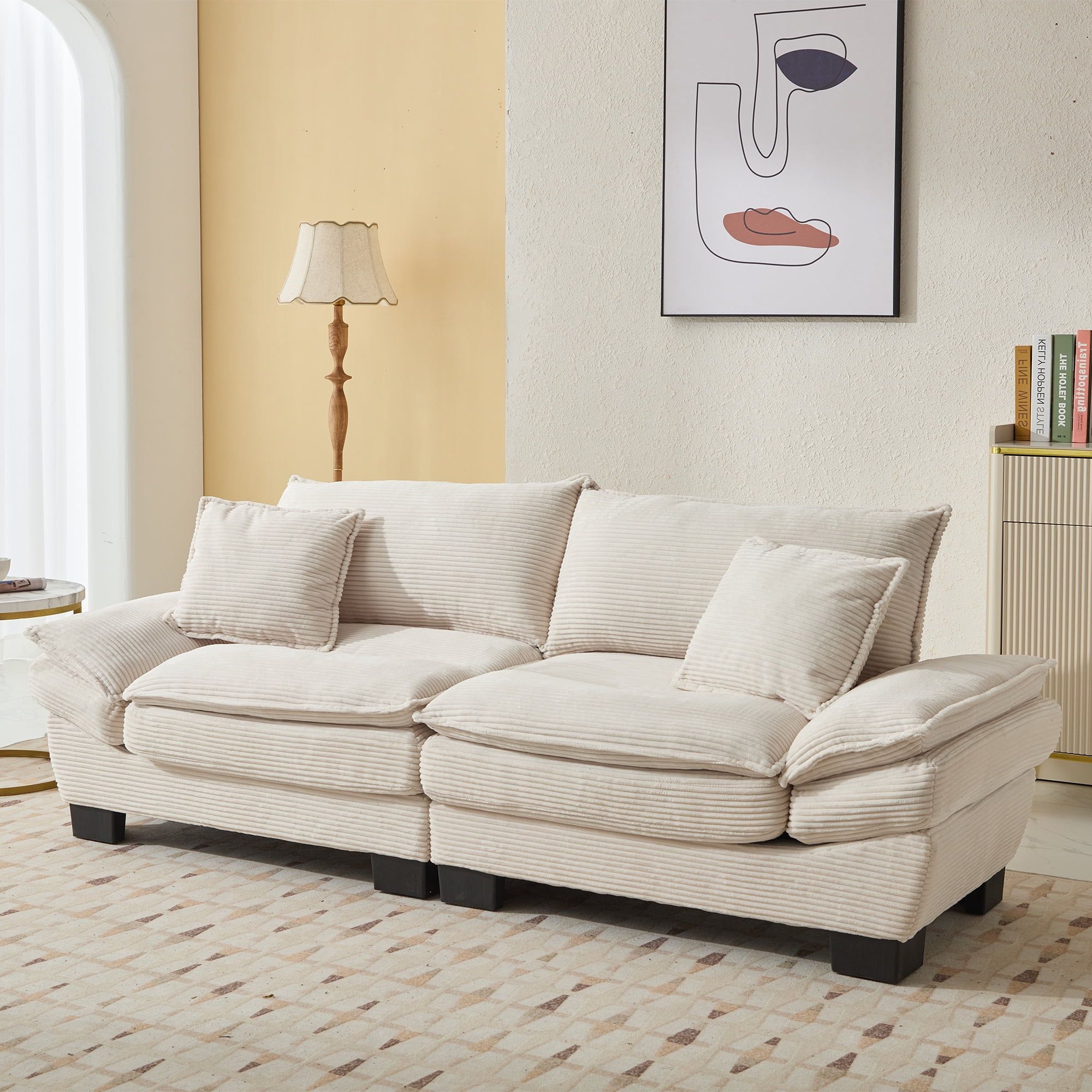 Corduroy Sofa Sleeper Couch Loveseat Sofa With Pillows Comfy ... throughout Beyond the Guest Room How to Integrate a Pink Corduroy Sleeper into Your Decor