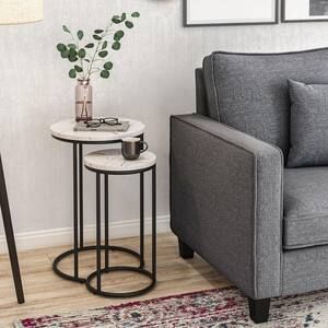 Corliving Fort Worth 15 In. Light Brown Round Wood Grain Nesting End ... throughout Wood & Marble Nesting End Tables, Larkin Ii