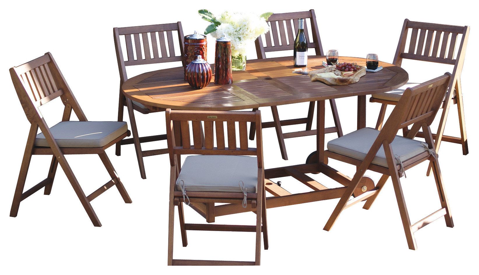 Coronado 7-Piece Wood Fold And Store Dining Set - Transitional ... regarding Why the Coronado 7-Piece Set is Perfect for Small Spaces
