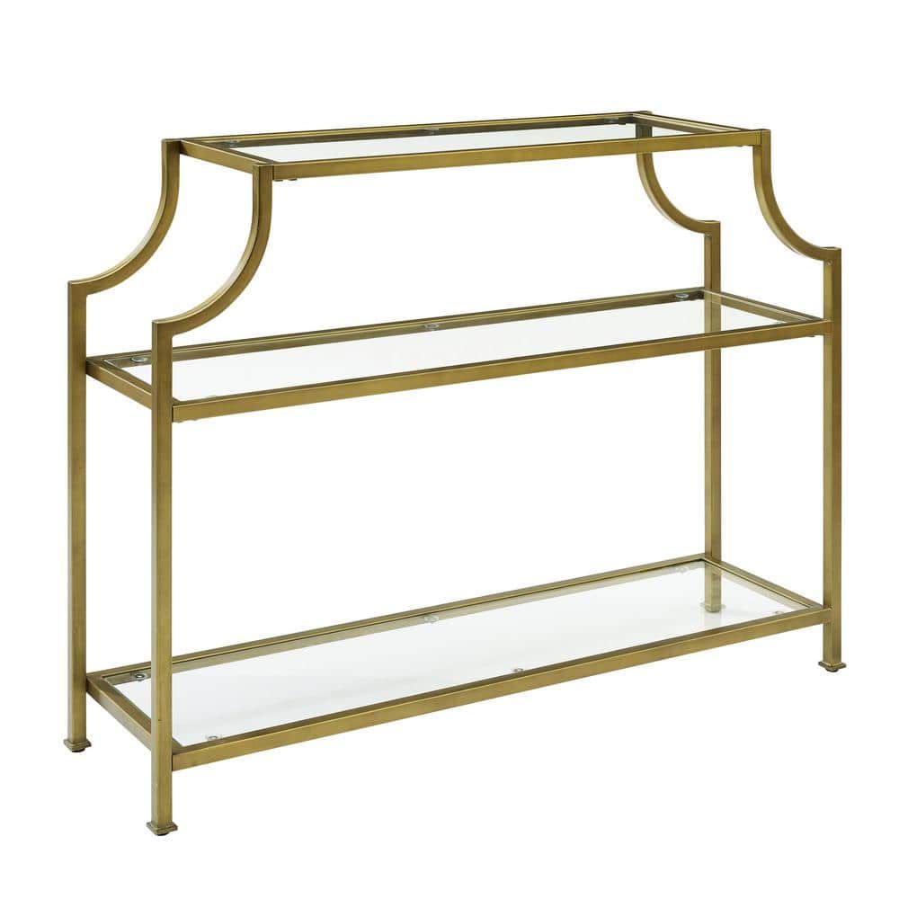 Crosley Furniture Aimee 43 In. Gold Standard Rectangle Glass Console ... inside Practical Elegance A Look at the 43" Console Table's Storage Potential